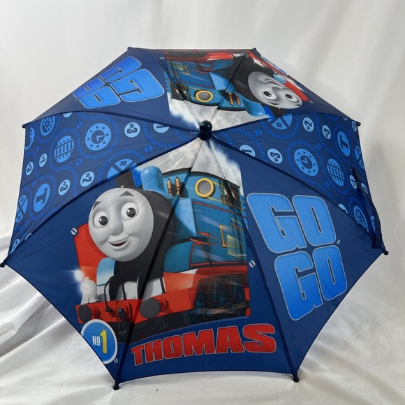 Thomas The Train Steam Team Tank Umbrella Youth Rain Train Handle‎ Blue - Picture 1 of 8
